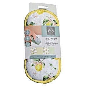 Ciroa Go Eco Lemon Blossoms 5-pc Reusable Sponge Pads Scrubby Green Yellow NEW